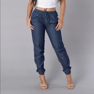 Fashion Nova Dark Wash Comfort Pants